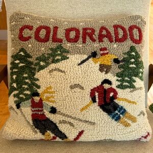 Colorado Ski Wool Pillow Cover 18" x 18"
